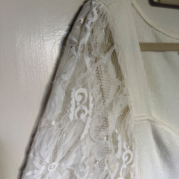 NWT Anthropologie Lace Sleeve Sweater Ivory Size XL - Picture 5 of 15